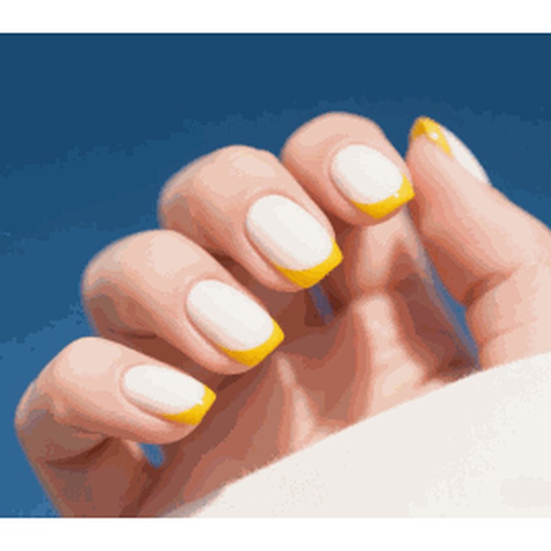 Beige-Yellow French Medium Square Glossy Press-On Nails 24 pcs - view 2