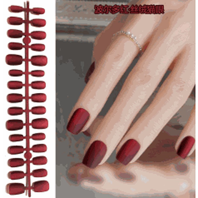Bordeaux Velvet Cat-Eye Luxury Press-On Nails 30 pcs - view 2