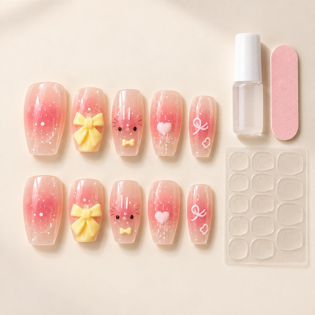 Butter Kitty Pink-Yellow Jelly Glow Press-On Nails 10 pcs - view 3