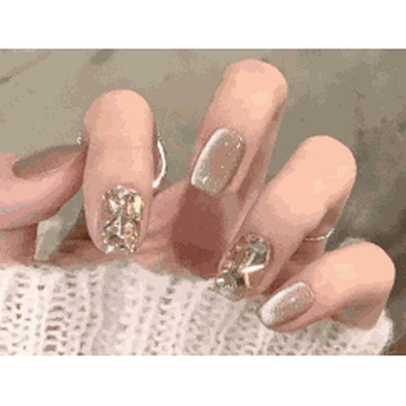 Champagne Crystal Shards 3D Glitter Press-On Nails 10 pcs - view 2