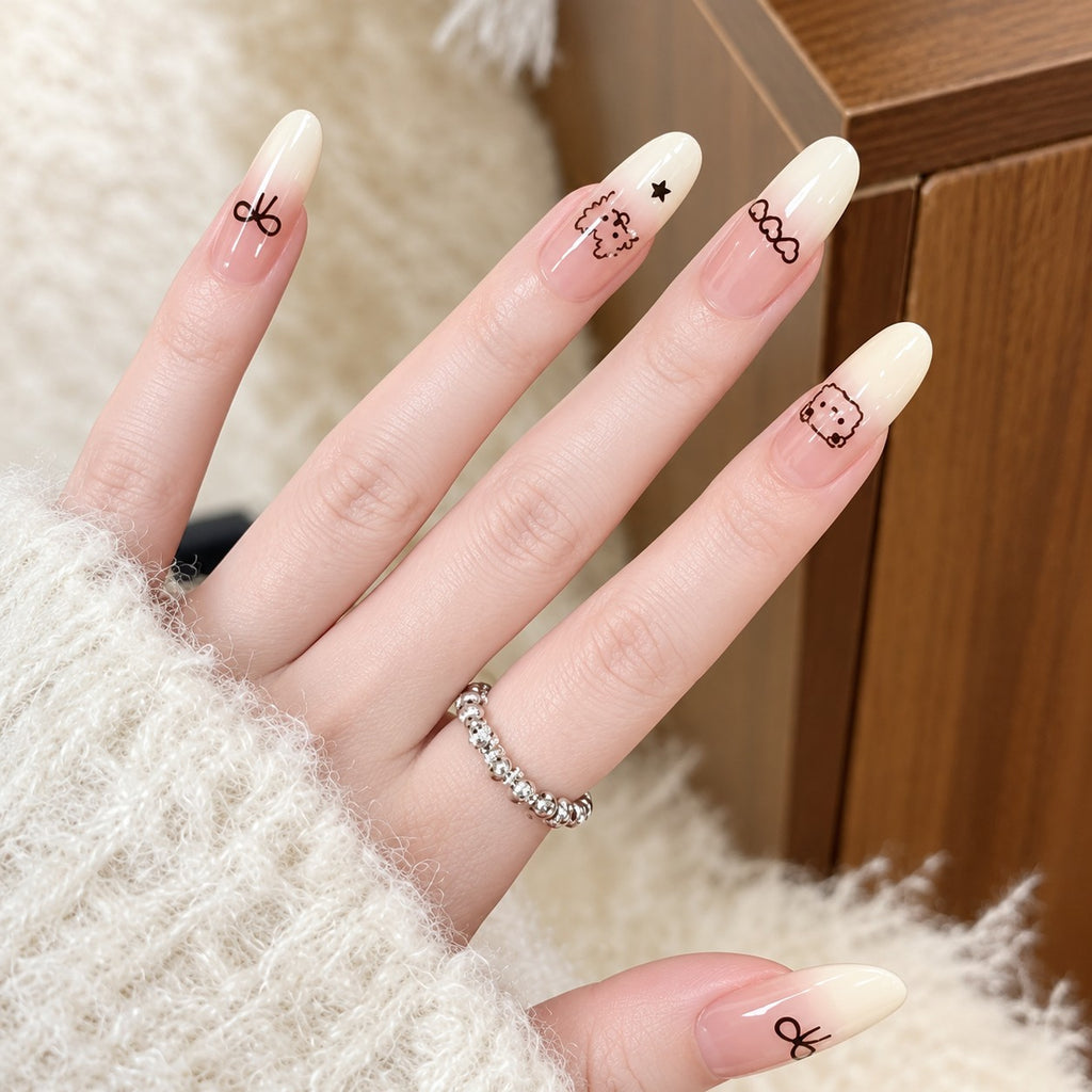 Coconut Puppy Cream Jelly Glow Press-On Nails 10 pcs