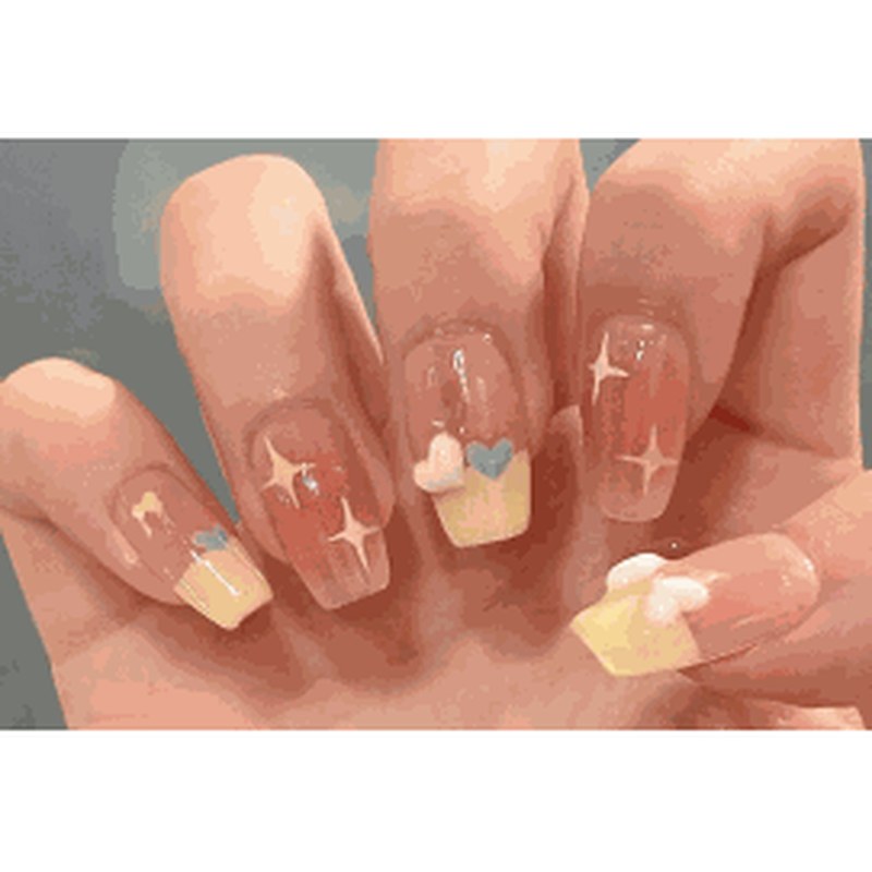 Cream Puff Pink-Yellow 3D Accents Press-On Nails 10 pcs - view 2