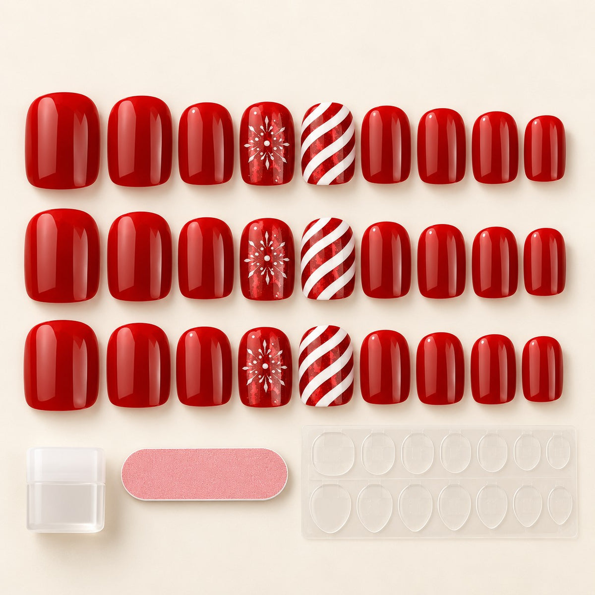 Crimson Noel Glow Press-On Nails 24 pcs - view 3