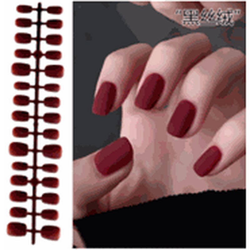 Crimson Red Velvet Short Ballet Luxury Press-On Nails 30 pcs - view 2