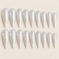 Crystal White Chrome Press-On Nails 30 pcs