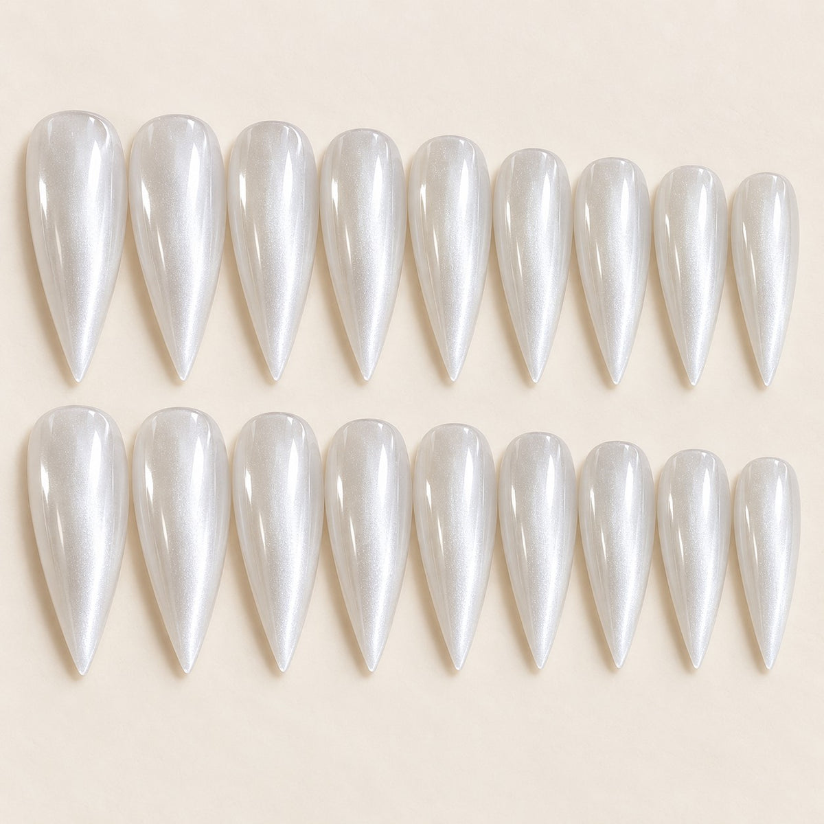 Crystal White Chrome Press-On Nails 30 pcs
