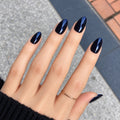 Deep Blue Glossy Spark Luxury Press-On Nails 30 pcs