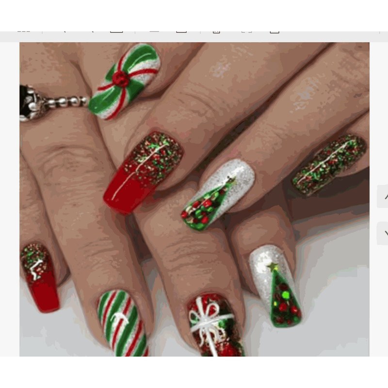 Festive Red & Emerald Glow Press-On Nails 24 pcs - view 2