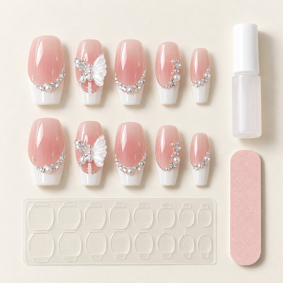 Glacier Dream Butterfly Jelly Glow Press-On Nails 10 pcs - view 3
