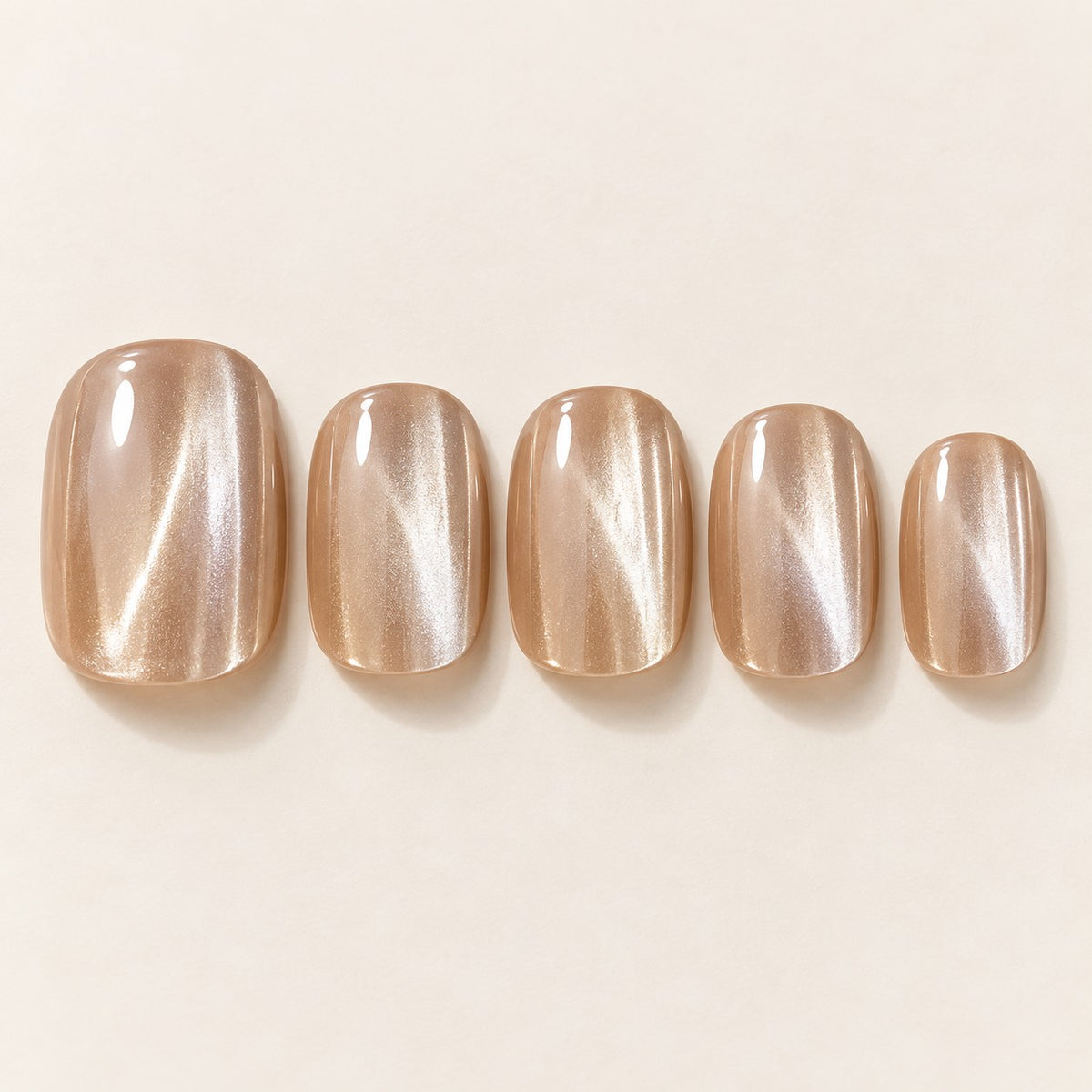 Glazed Amber Chrome Press-On Nails 30 pcs