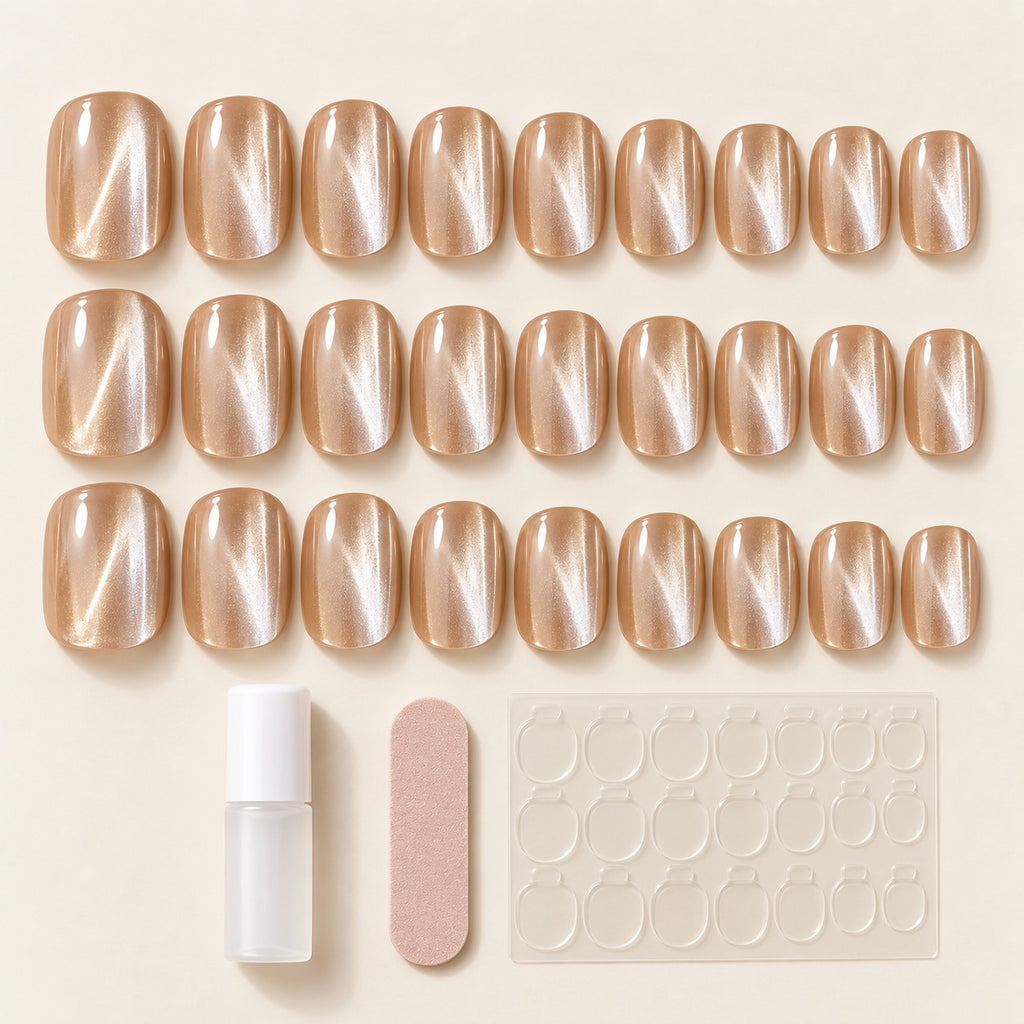 Glazed Amber Chrome Press-On Nails 30 pcs - view 2