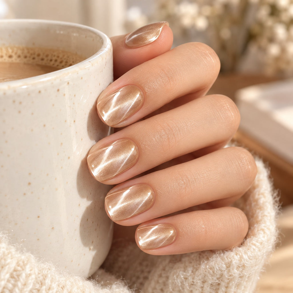 Glazed Amber Chrome Press-On Nails 30 pcs - view 3