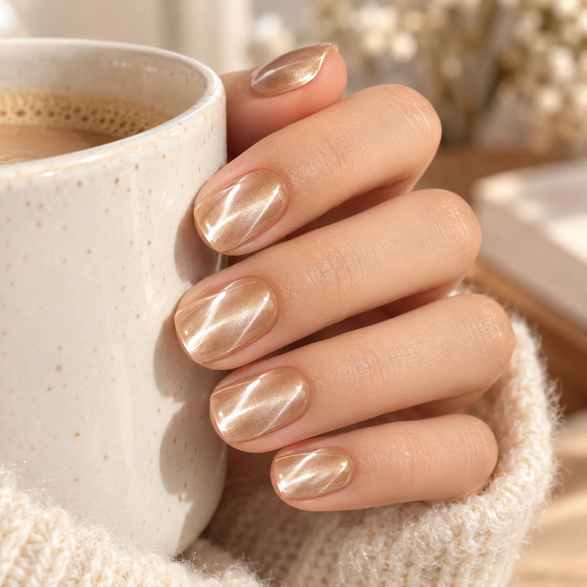 Glazed Amber Chrome Press-On Nails 30 pcs - view 3