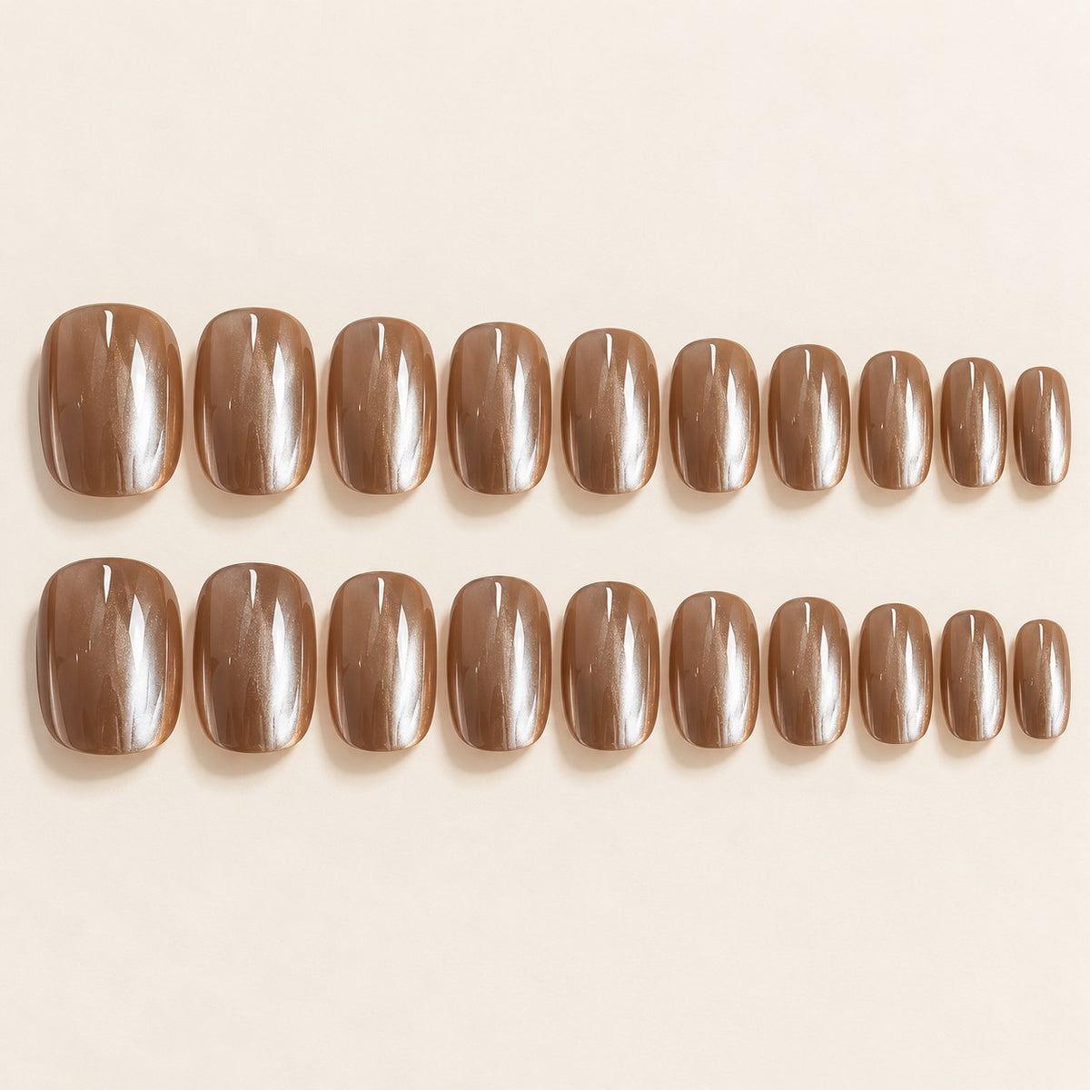 Glazed Caramel Chrome Press-On Nails 30 pcs