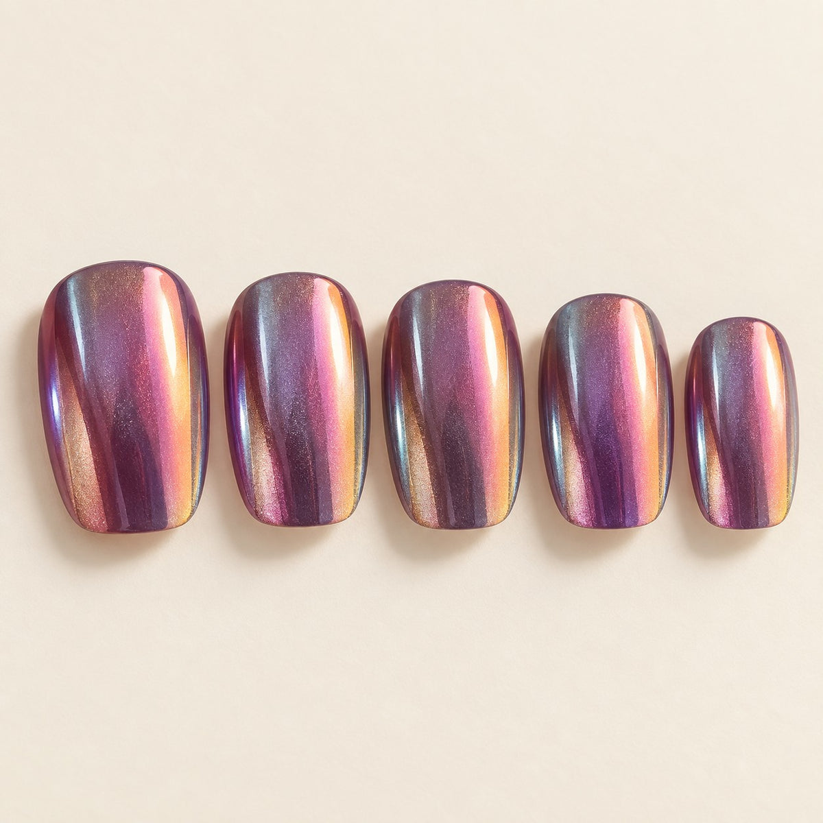 Glazed Grape Purple Chrome Press-On Nails 30 pcs