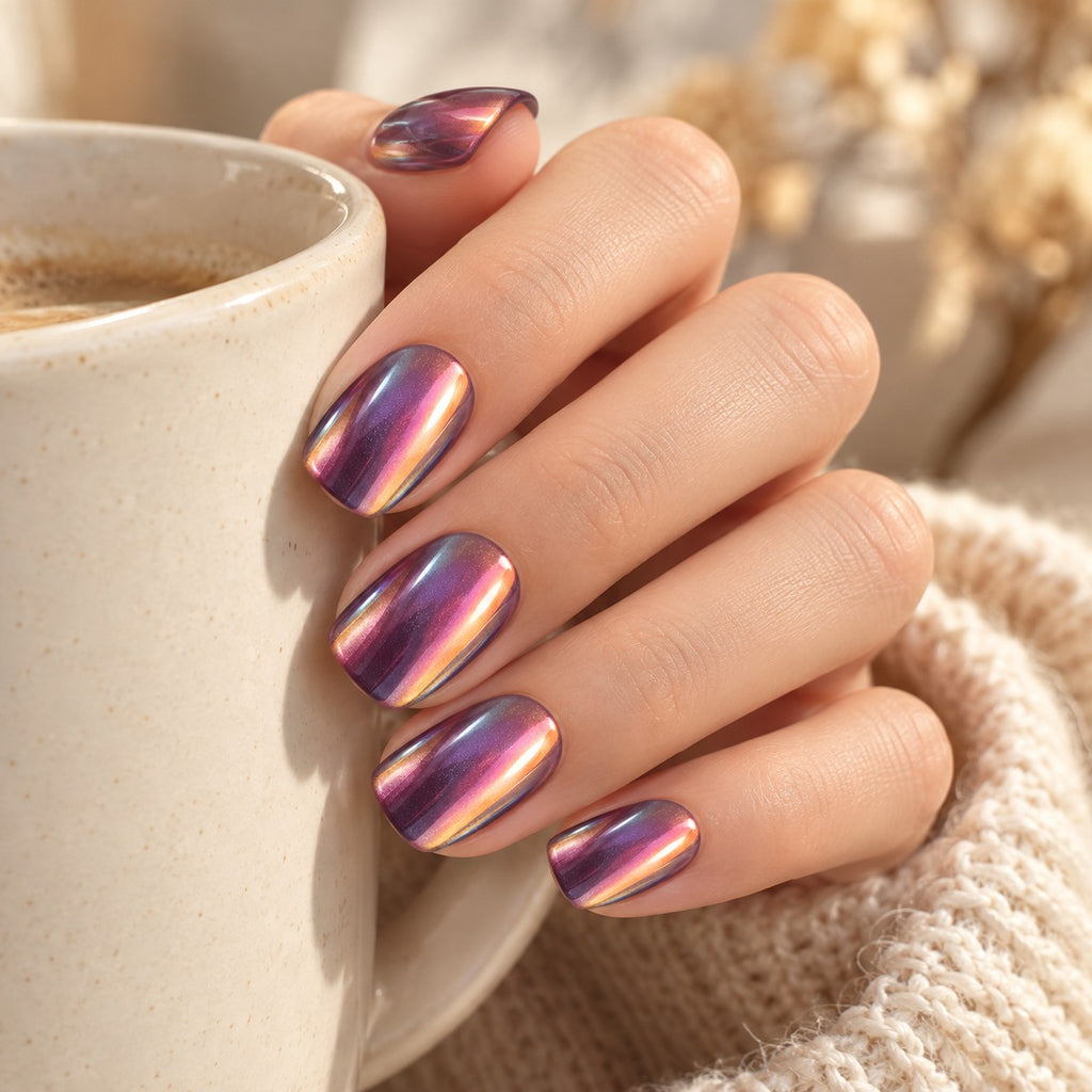 Glazed Grape Purple Chrome Press-On Nails 30 pcs - view 3