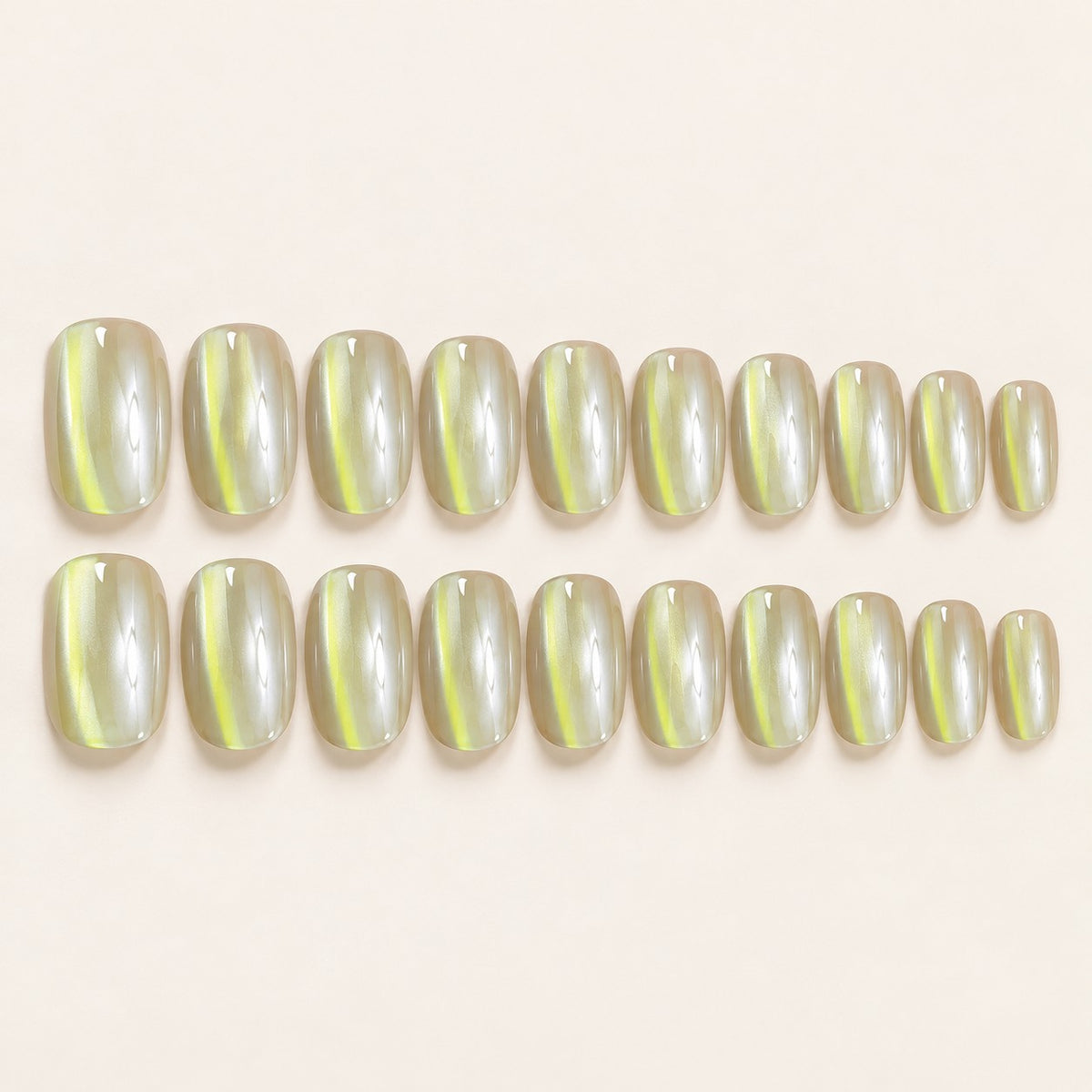 Glazed Jade Chrome Press-On Nails 30 pcs