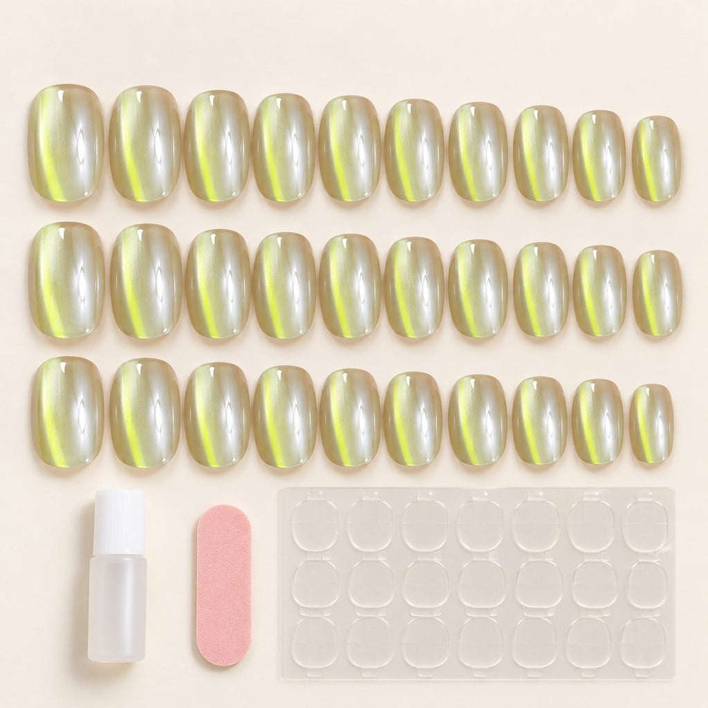 Glazed Jade Chrome Press-On Nails 30 pcs - view 2