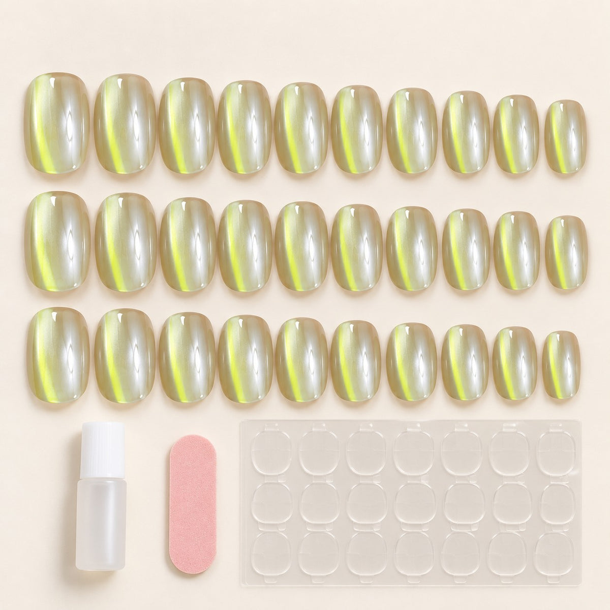 Glazed Jade Chrome Press-On Nails 30 pcs - view 2