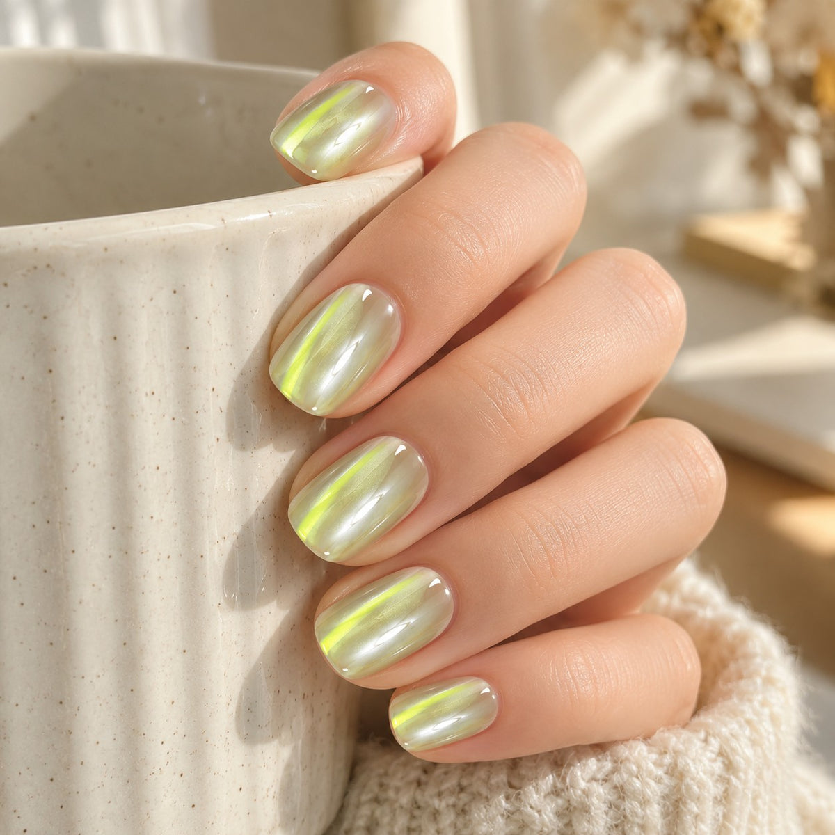 Glazed Jade Chrome Press-On Nails 30 pcs - view 3