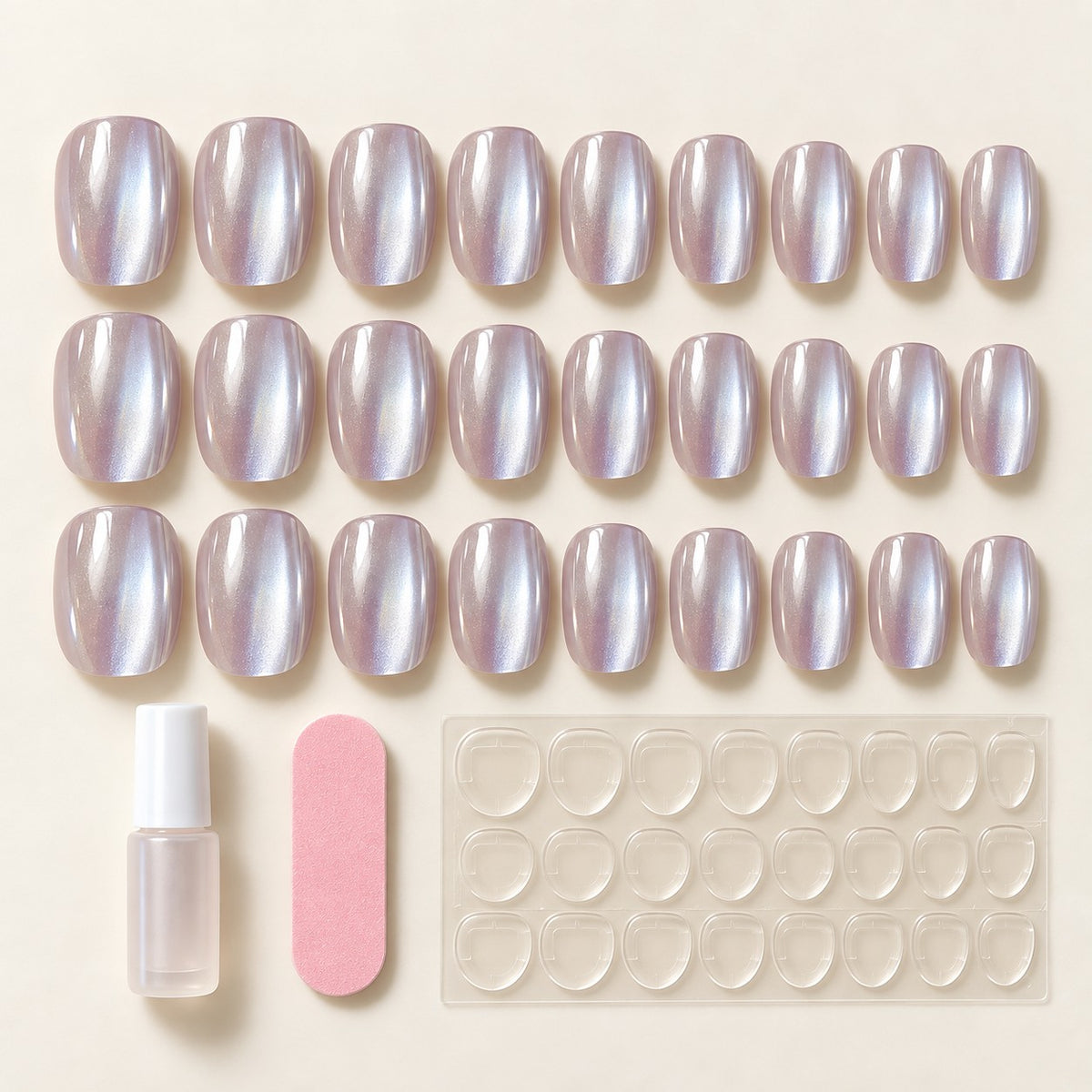 Glazed Lavender Chrome Press-On Nails 30 pcs - view 2