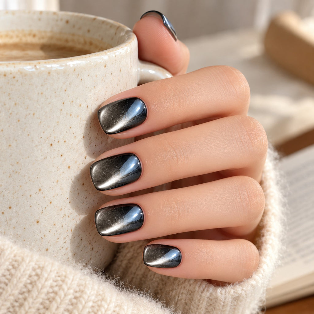 Glazed Obsidian Chrome Press-On Nails 30 pcs - view 3