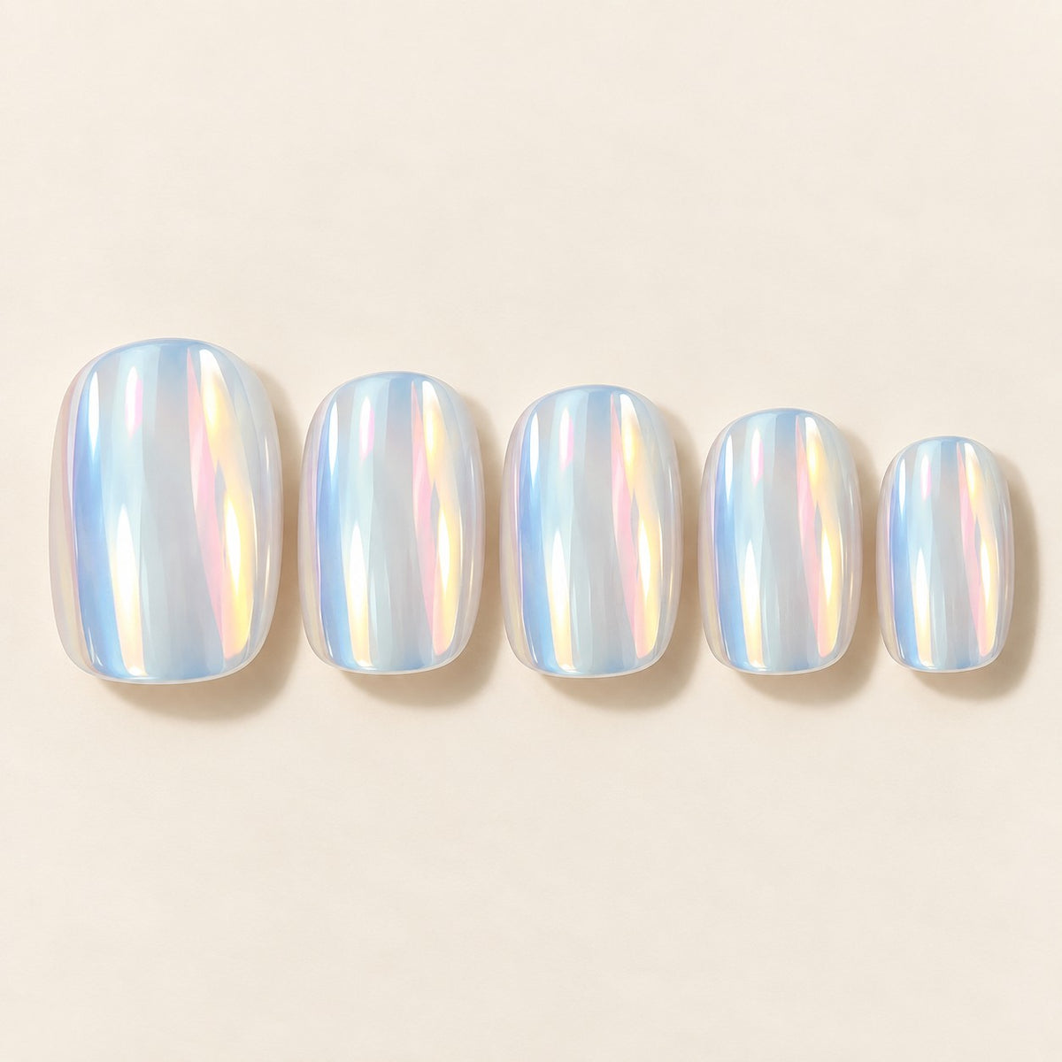 Glazed Pearl Chrome Press-On Nails 30 pcs