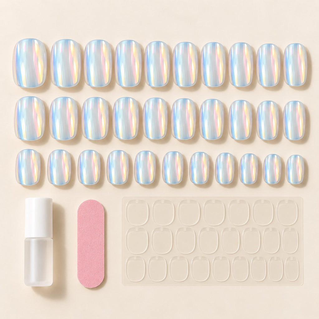 Glazed Pearl Chrome Press-On Nails 30 pcs - view 2