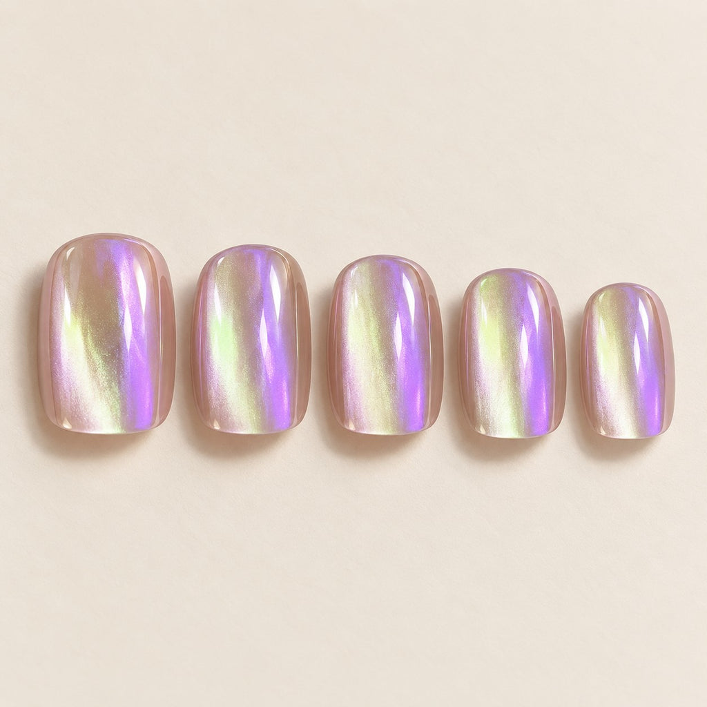 Glazed Purple Pink Chrome Press-On Nails 30 pcs