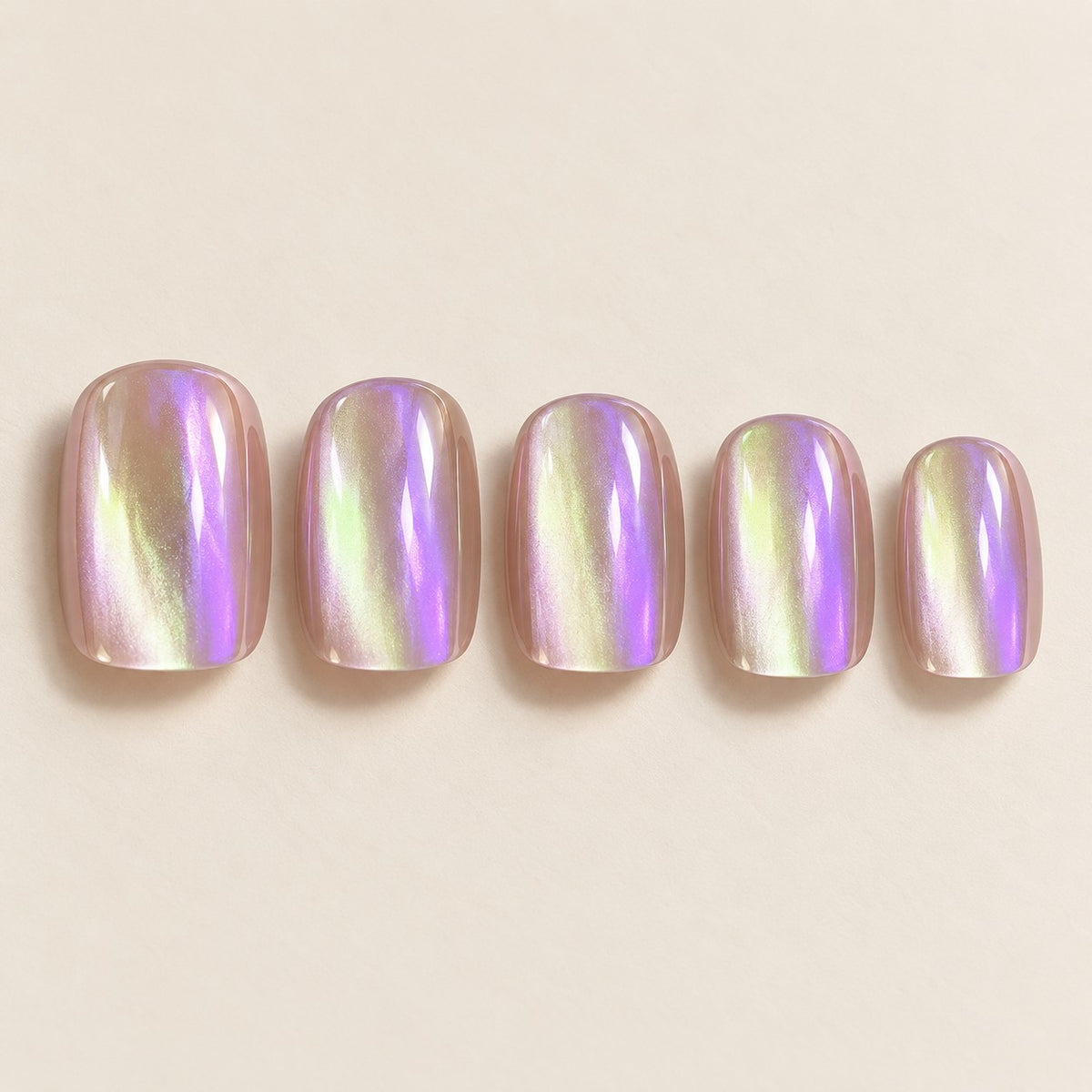 Glazed Purple Pink Chrome Press-On Nails 30 pcs