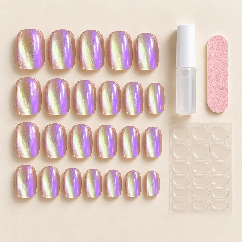 Glazed Purple Pink Chrome Press-On Nails 30 pcs - view 2