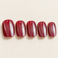 Glazed Rose Red Chrome Press-On Nails 30 pcs