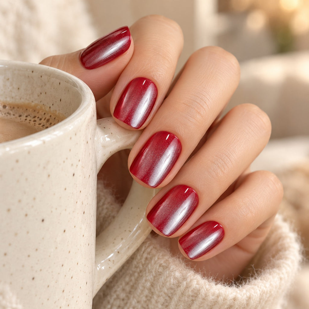 Glazed Rose Red Chrome Press-On Nails 30 pcs - view 3