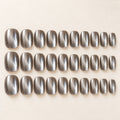 Glazed Smoky Grey Chrome Press-On Nails 30 pcs