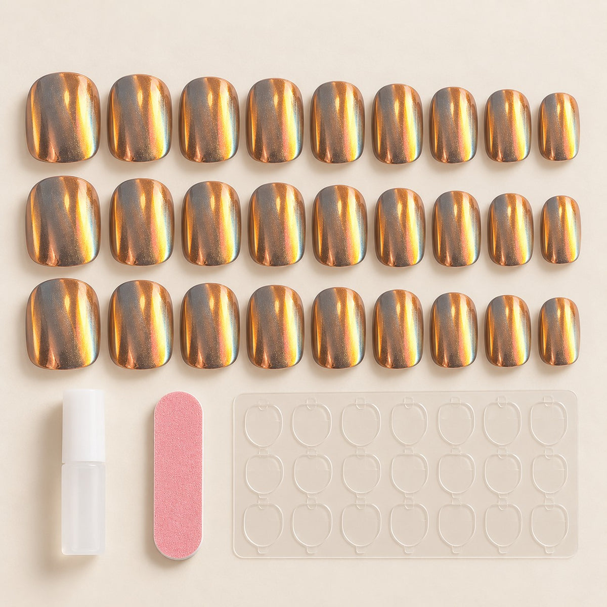 Glazed Sunset Chrome Press-On Nails 30 pcs - view 2