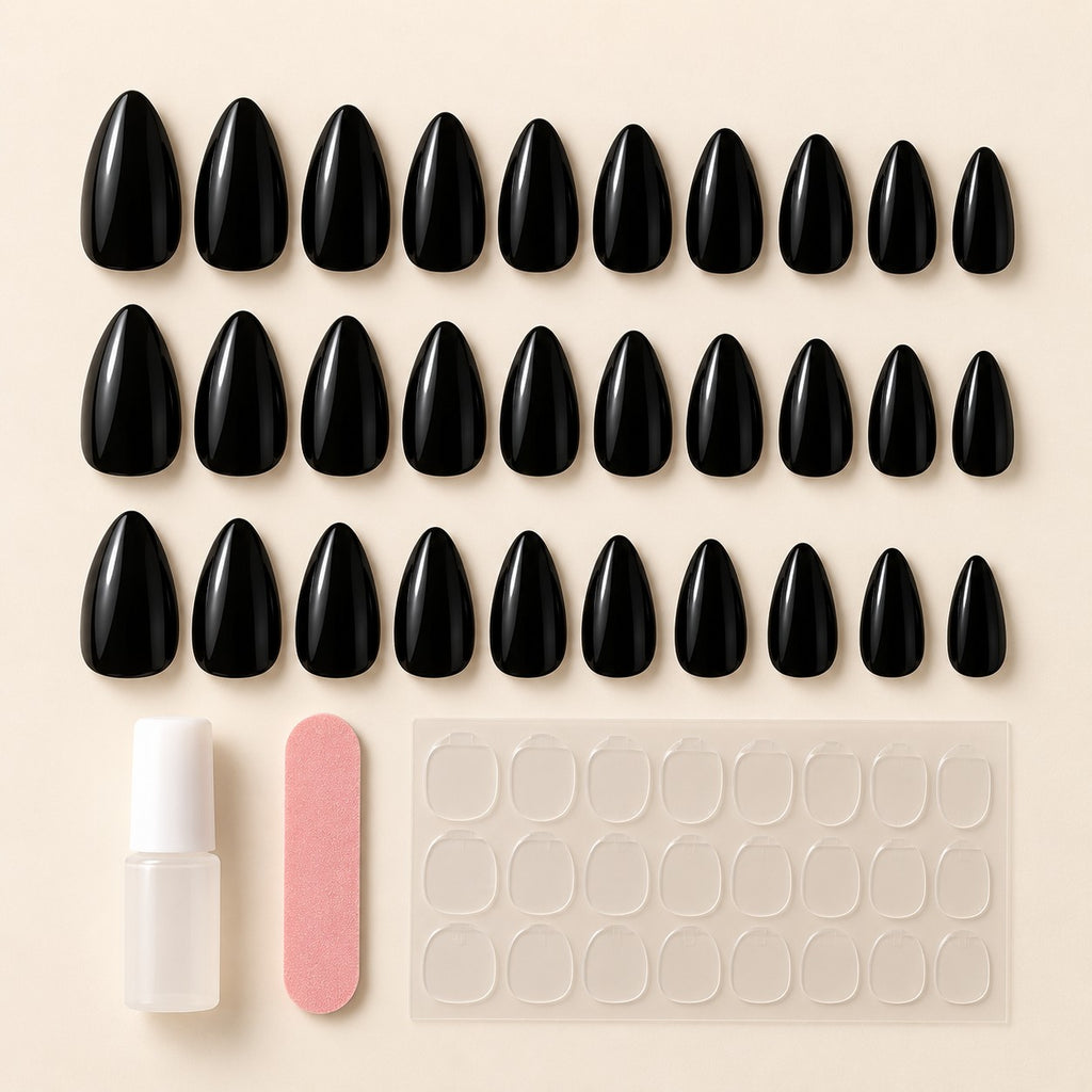 Glossy Black Luxury Press-On Nails 30 pcs - view 3