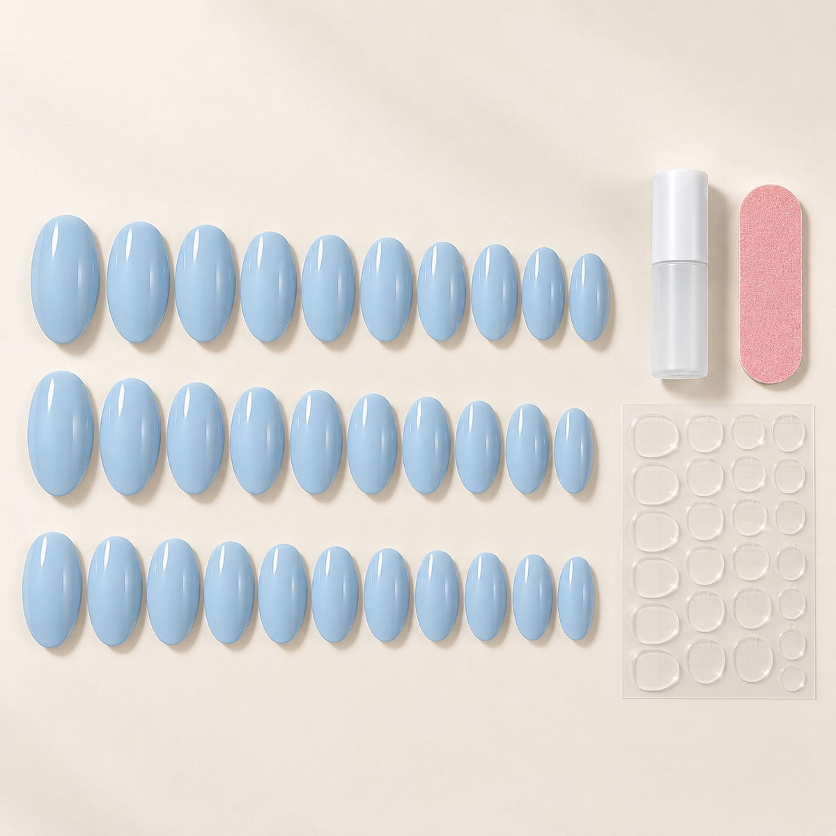 Ice Blue Glossy Spark Luxury Press-On Nails 30 pcs - view 3