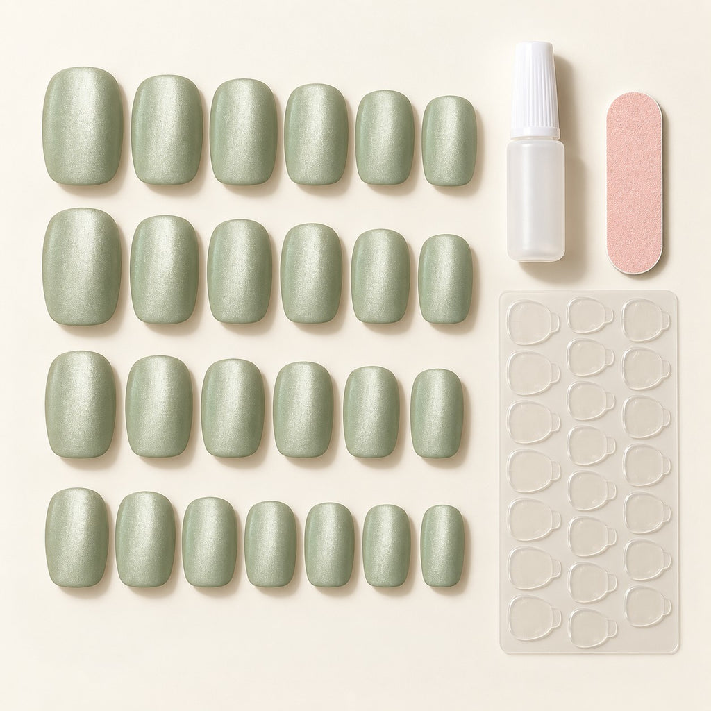 Matcha Velvet Cat-Eye Press-On Nails 30 pcs - view 3