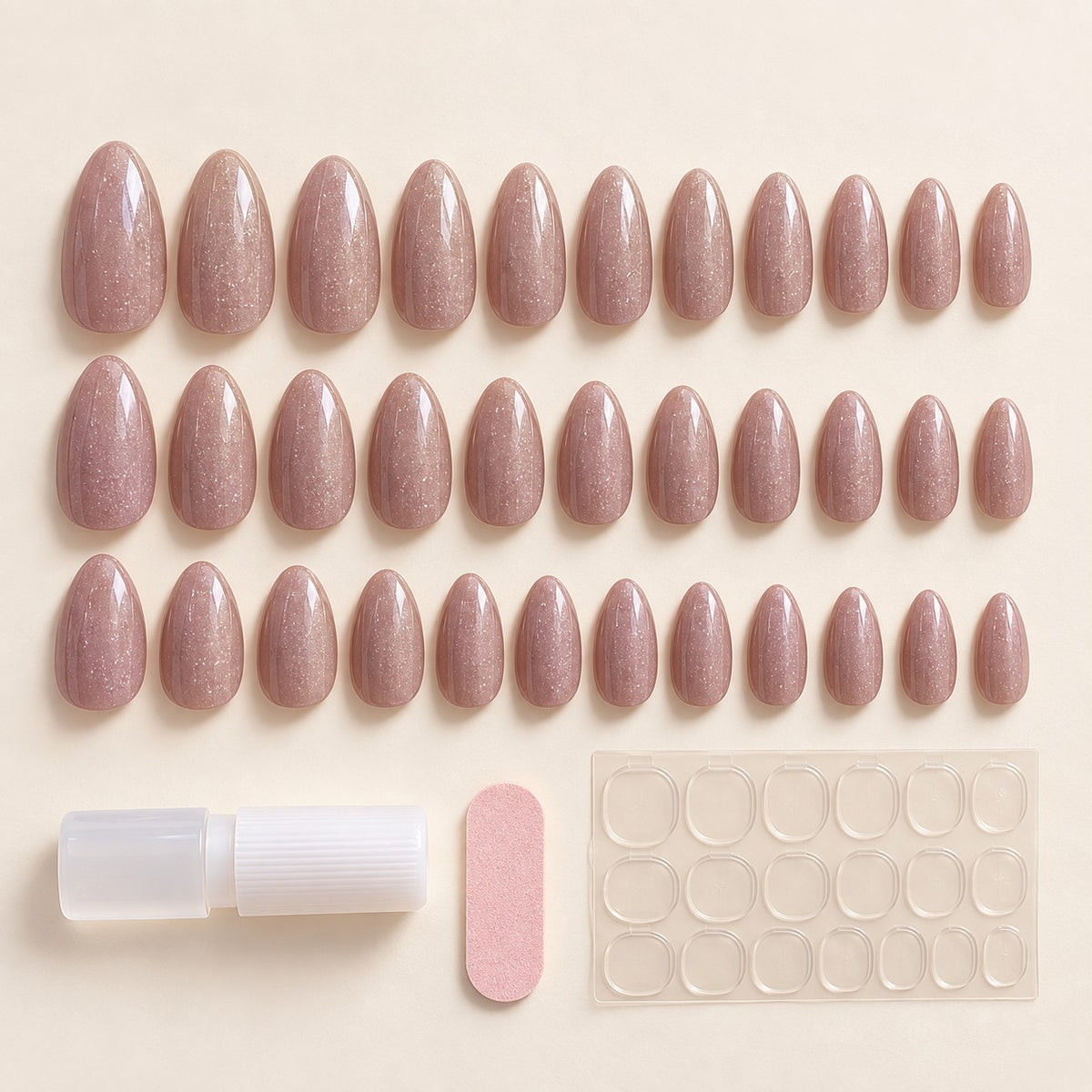 Misty Mauve Glossy Spark Luxury Press-On Nails 30 pcs - view 3