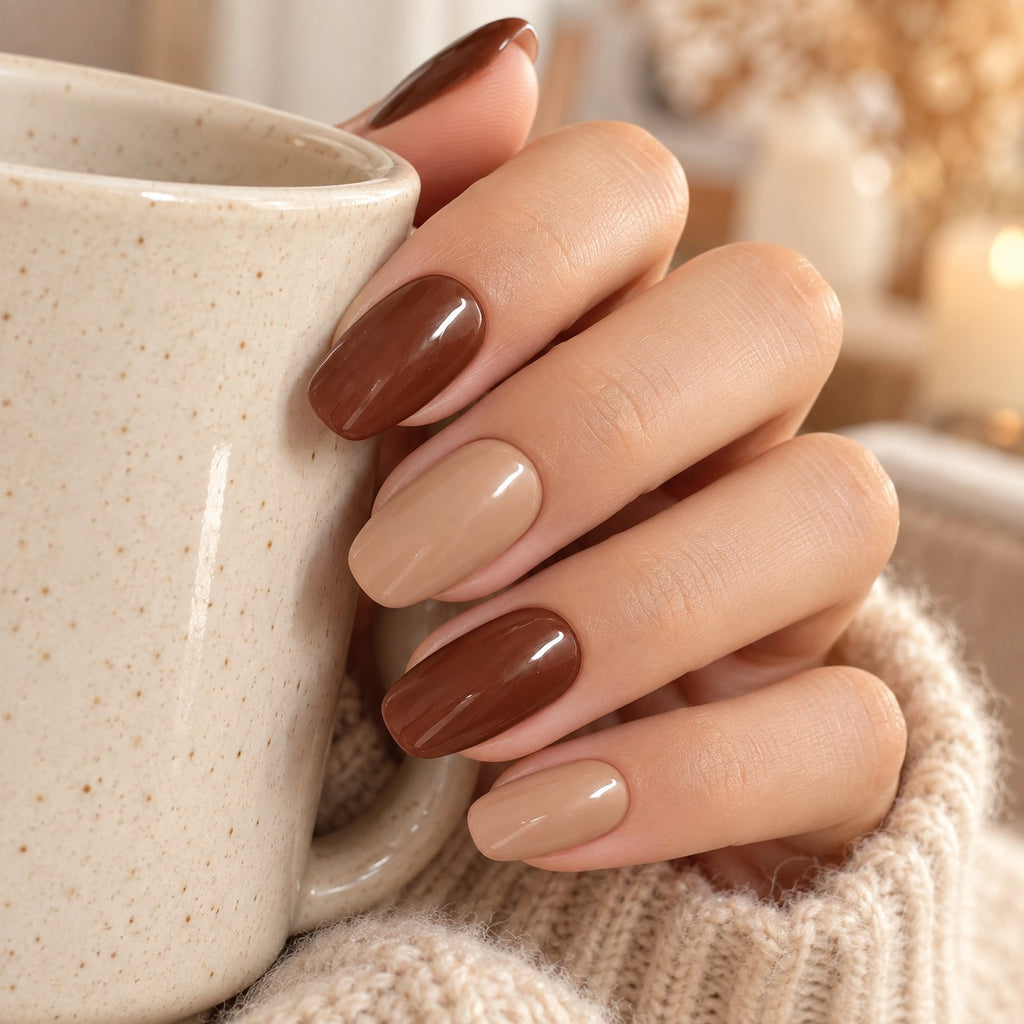 Mocha Latte Glossy Spark Luxury Press-On Nails 30 pcs - view 4