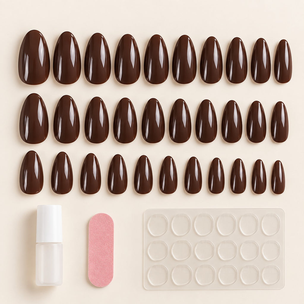 Mocha Satin Glow Press-On Nails 30 pcs - view 3