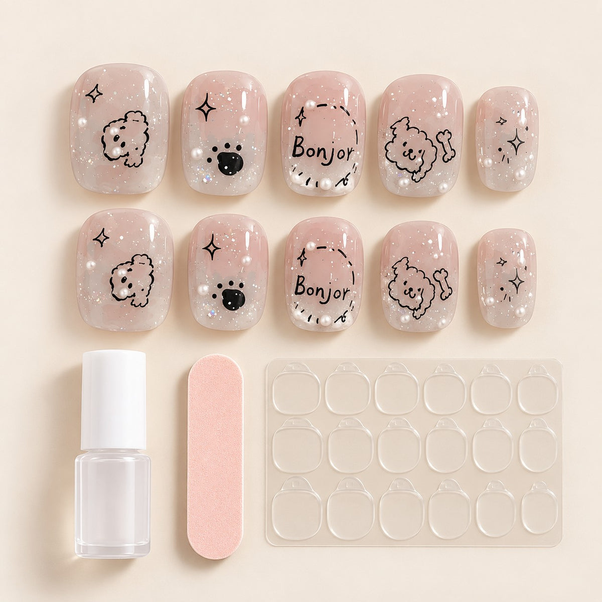 Pearl Puppy Grey Jelly Glow Press-On Nails 10 pcs - view 3