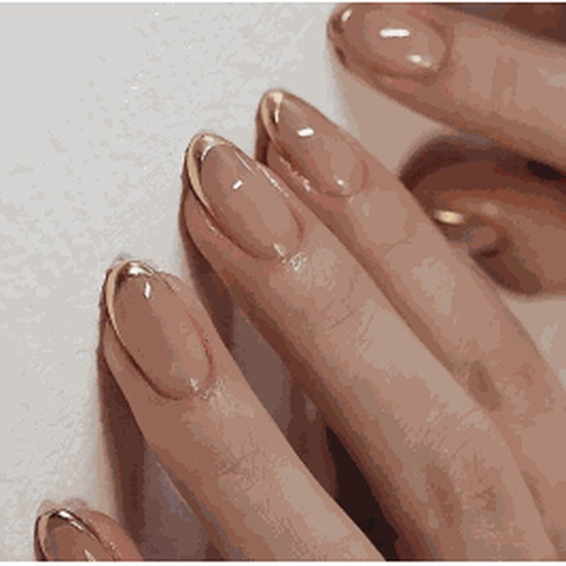 Pink-Gold French Line Art Glossy Press-On Nails 24 pcs - view 2