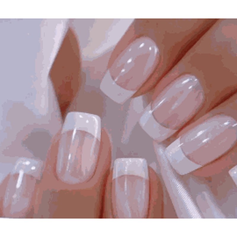 Pink-White French Medium Square Glossy Press-On Nails 24 pcs - view 2