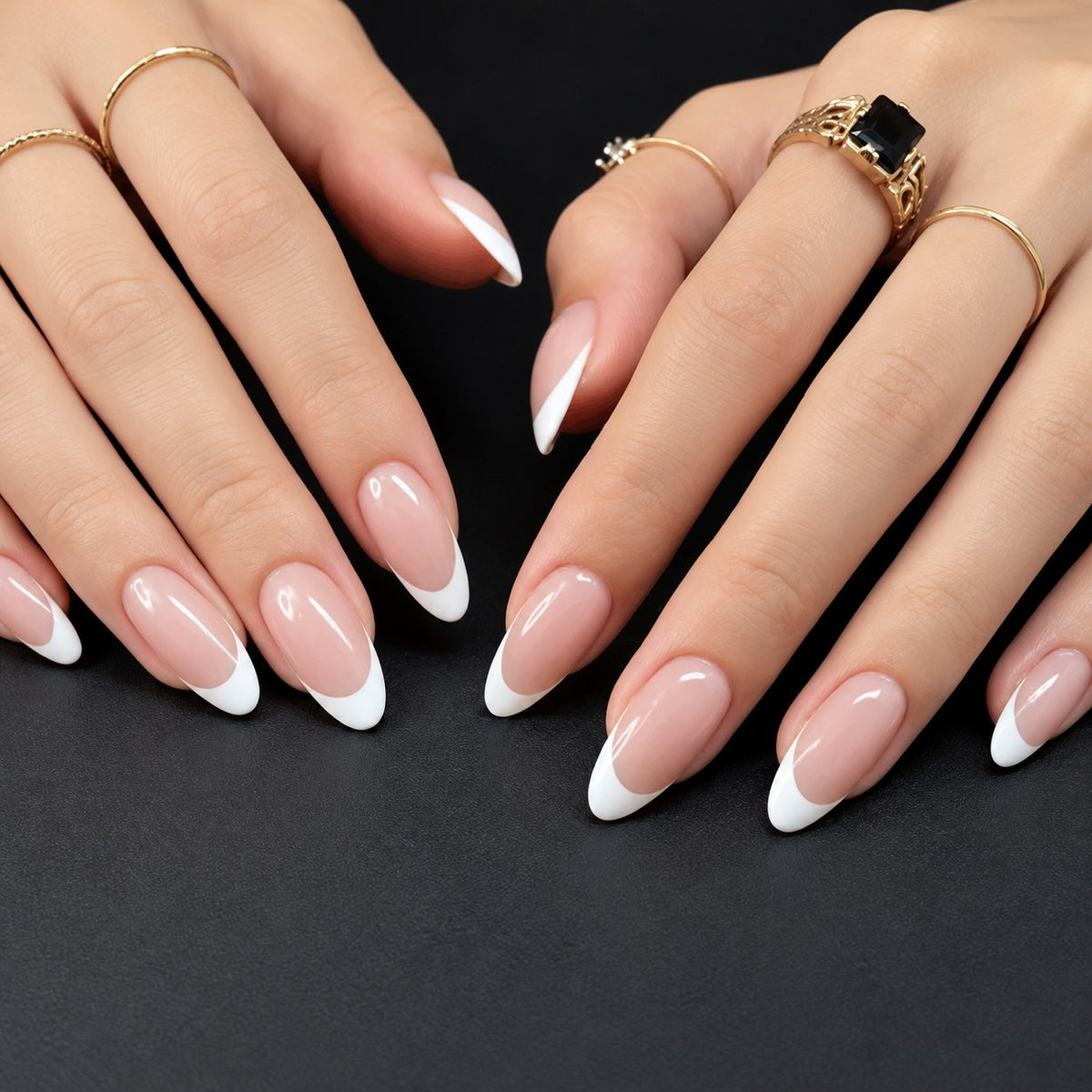 Pink-White Ombre Medium Oval Glossy Press-On Nails 24 pcs