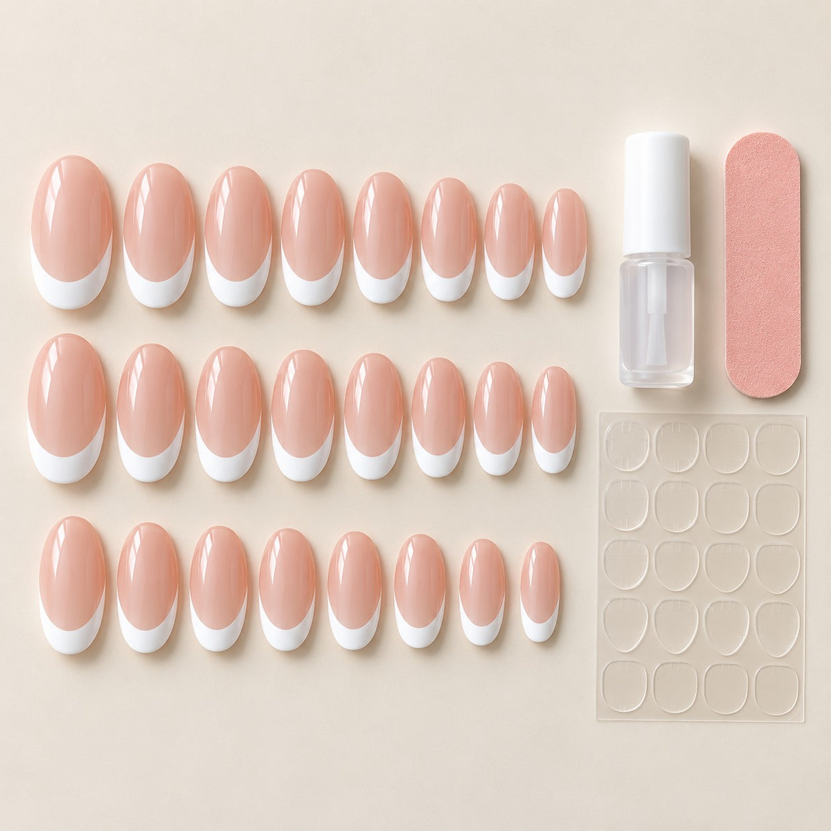 Pink-White Ombre Medium Oval Glossy Press-On Nails 24 pcs - view 3