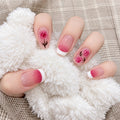 Rose Maiden Pink Jelly Floral Press-On Nails 24 pcs