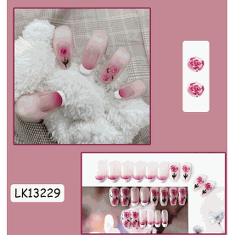Rose Maiden Pink Jelly Floral Press-On Nails 24 pcs - view 2