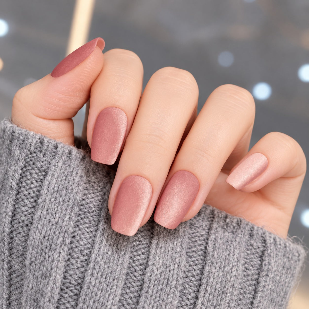 Rose Velvet Cat-Eye Press-On Nails 30 pcs