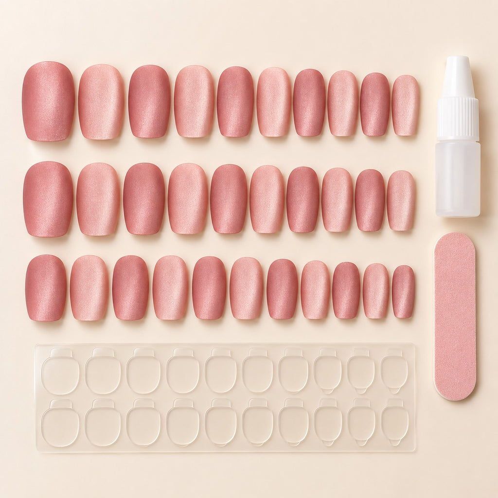 Rose Velvet Cat-Eye Press-On Nails 30 pcs - view 3